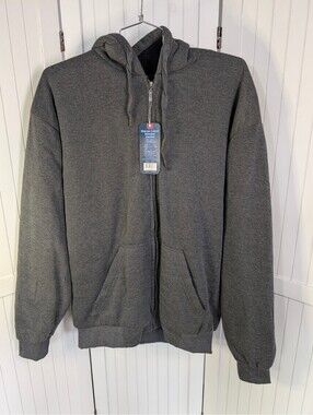 Big Ball Sports Men's XL Gray Sherpa Lined Full Zip Hoodie Jacket NWT